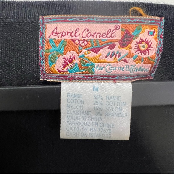 April Cornell • Embroidered Cotton Blend Long Sleeve Top Size M - Picture 6 of 6